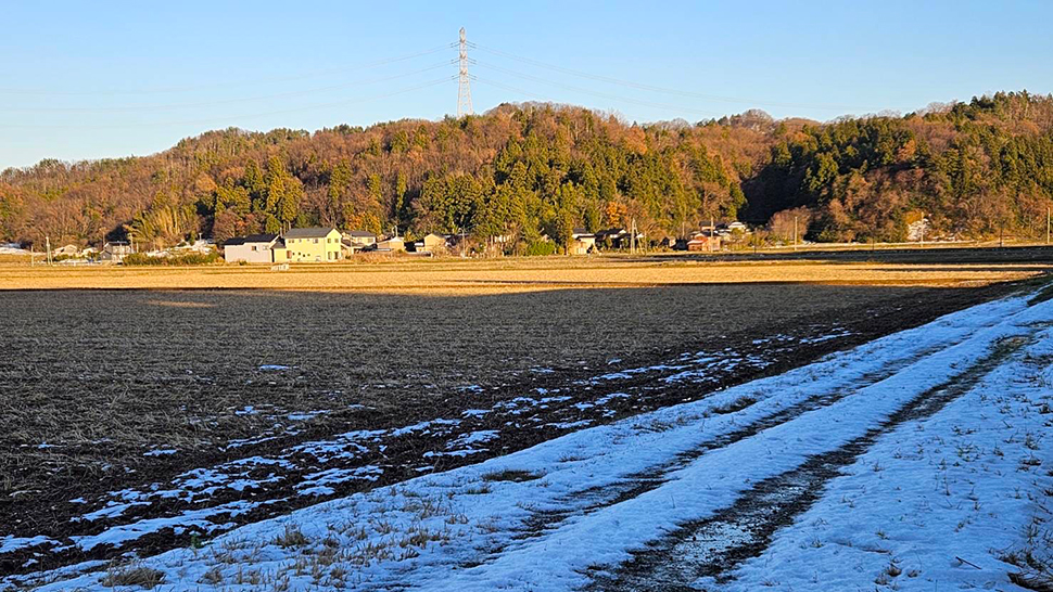 初雪からの日向と日陰 初雪からの日向と日陰